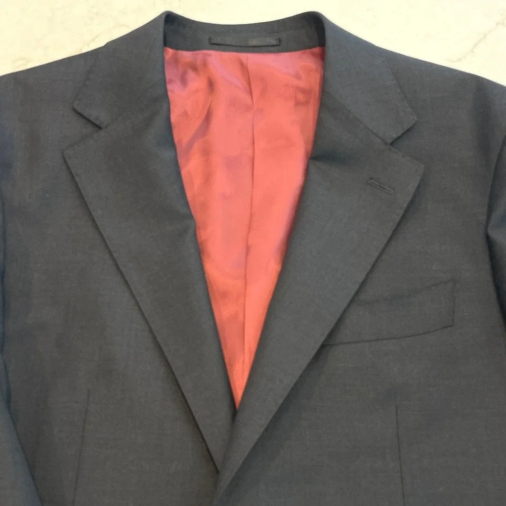 Spier Mackay Suit Jacket Blazer 40L Charcoal Gray Wool‎ Dino Filarte Super 110s